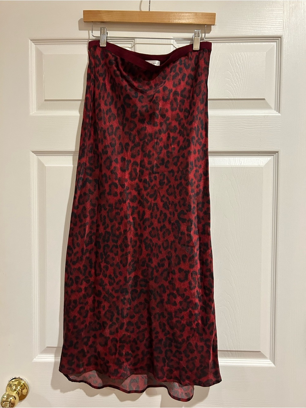 Anine Bing Red and Black Leopard Satin Maxi Skirt - Picture 2 of 4